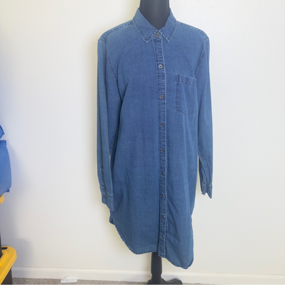 Abercrombie & Fitch Denim Shirt Dress XL Blue Long Sleeve Button Front Pockets
